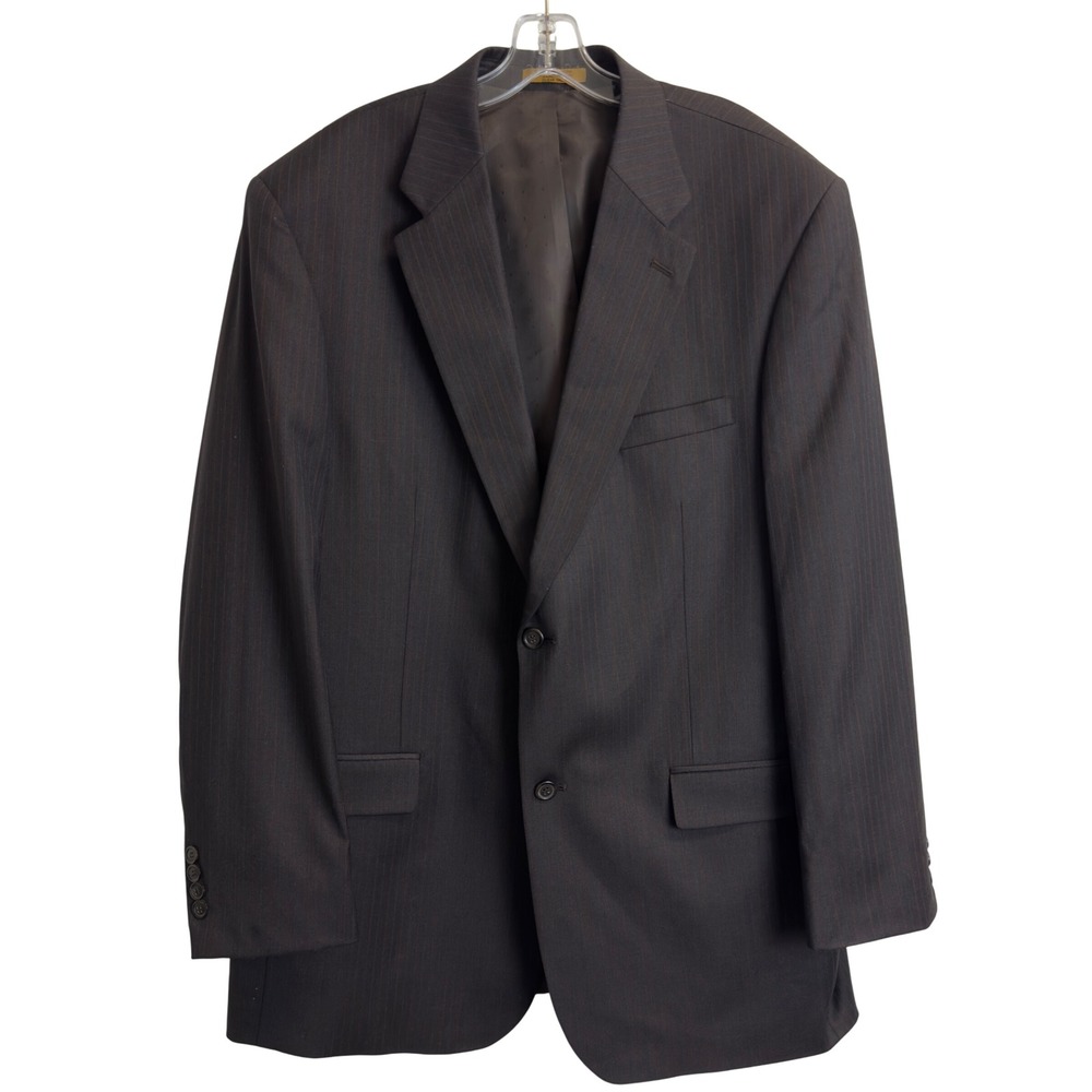 J Madison New York Mens 44L Brown Pinstripe Blazer‎ Two Button Sport Coat Jacket
